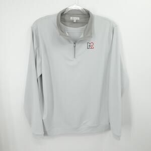 Peter Millar Sweater Mens Extra Large Gray 1/4 Zip Lightweight Embroidered‎ Logo